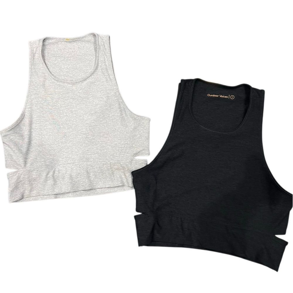 Outdoor Voices Athena Crop Top Sports Bra Bundle Set Of Two Grey Size Small
